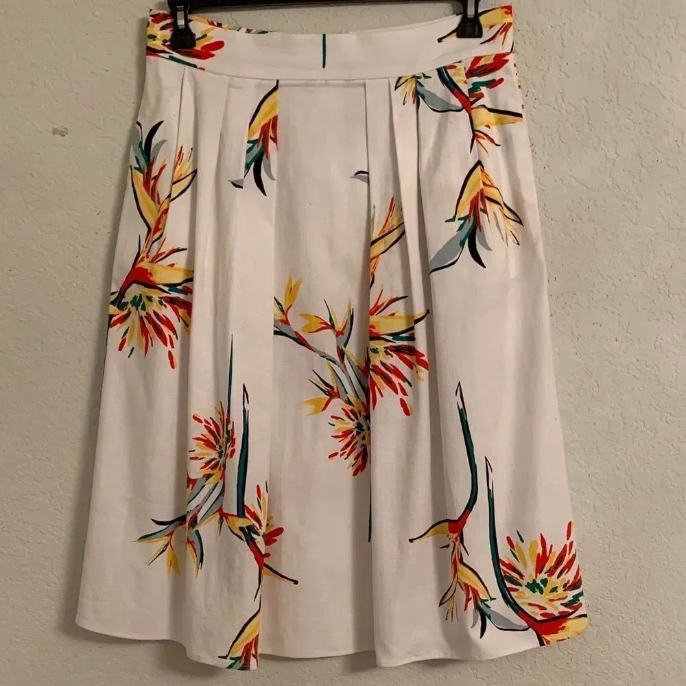 Eva Mendez New York Company Floral Print A-Line Cotton Blend Skirt Size 10